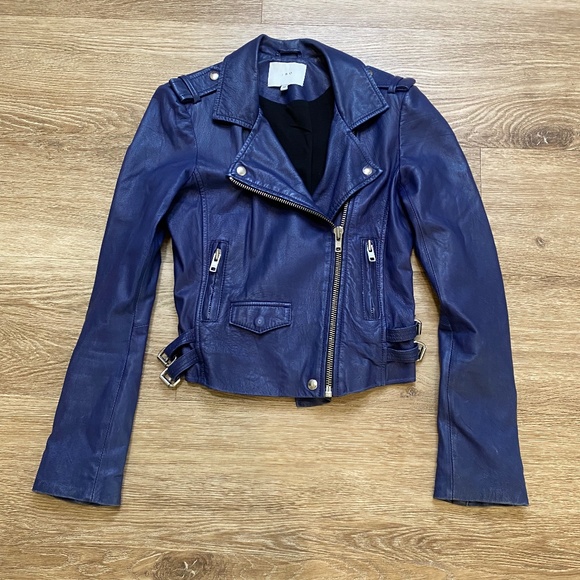 IRO Jackets & Blazers - IRO blue leather jacket in size 38